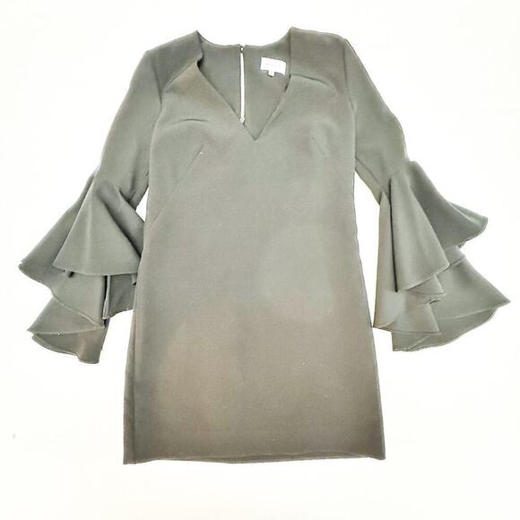 Milly NICOLE Adorned Flutter Sleeve Little Black Dress Size 2 - Picture 2 of 7